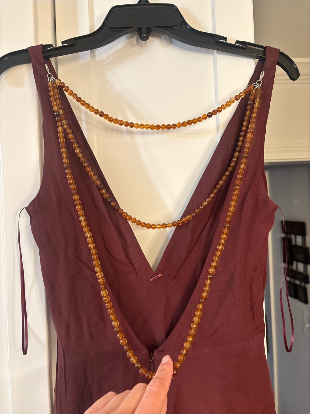 new Reformation Hugo Camille Row collection gown in Mahogany brown viscose - Picture 7 of 11